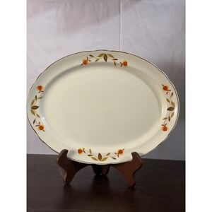 Hall‎ China Autumn Leaf Oval Serving Platter Mary Dunbar Jewel Tea Vintage 13in